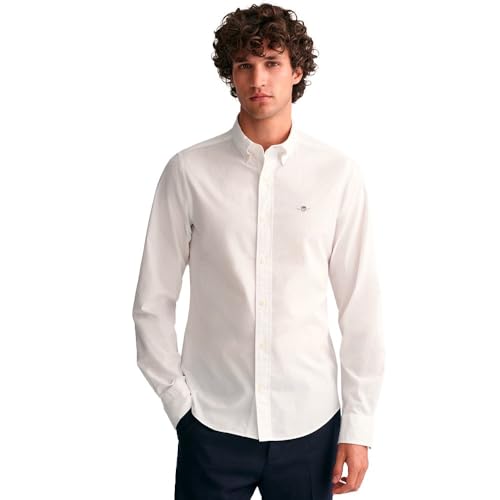 GANT Herren Slim POPLIN Shirt Klassisches Hemd, White, S von GANT