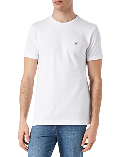 GANT Herren Slim Pique SS T-Shirt, White, M von GANT