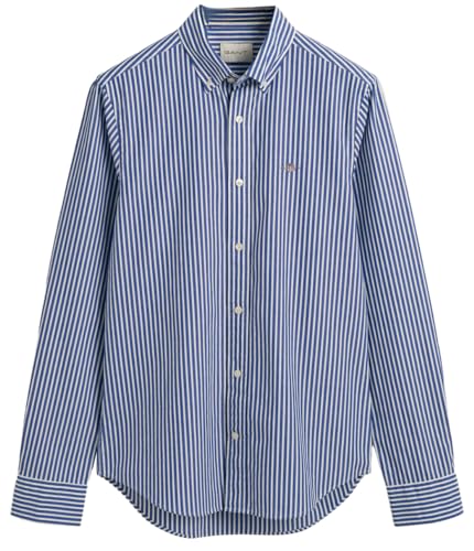 GANT Herren Slim Poplin Stripe Shirt Klassisches Hemd, College Blue, XL EU von GANT