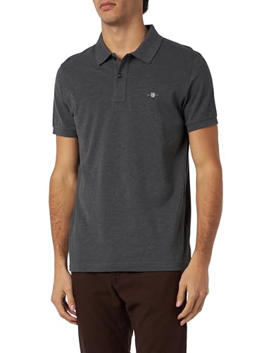 GANT Herren Slim Shield Pique Polohemd, Antracit Melange, L EU von GANT
