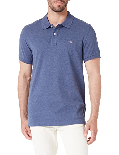 GANT Herren Slim Shield Pique Polohemd, Dark Jeansblue Melange, XXL EU von GANT