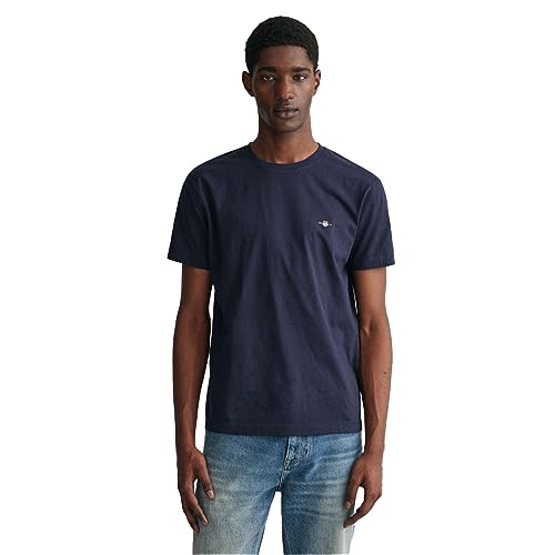 GANT Herren Slim Shield SS T-Shirt SCHMALE Passform, Evening Blue, S von GANT