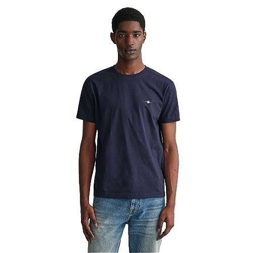 GANT Herren Slim Shield T-shirt T Shirt, Evening Blue, L EU von GANT