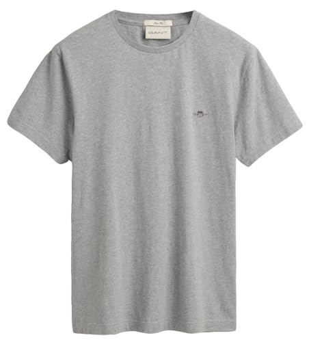 GANT Herren Slim Shield T-shirt T Shirt, Grey Melange, 4XL EU von GANT