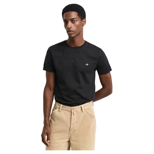 GANT Herren Slim Shield T-shirt T Shirt, Schwarz, S EU von GANT