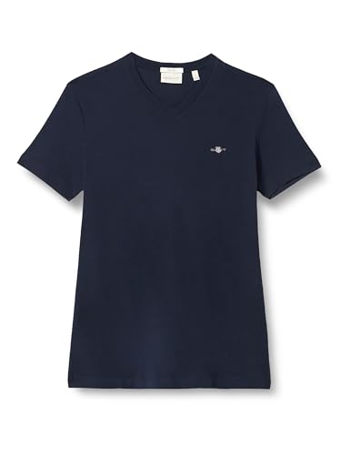 GANT Herren Slim Shield V-neck T-shirt T Shirt, Evening Blue, M EU von GANT