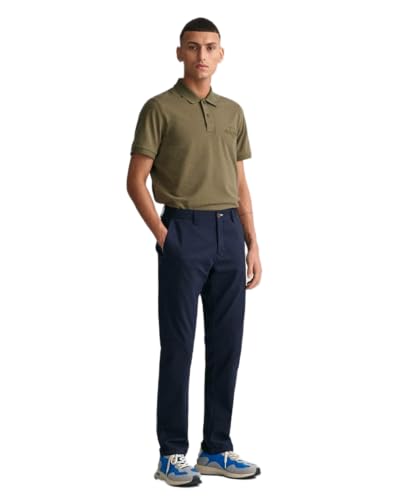 GANT Herren Slim TECH PREP Chinos Klassische Hose, Marine, 34W / 36L von GANT