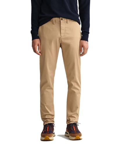 GANT Herren Slim Twill Chinos Klassische Hose, Dark Khaki, Standard von GANT