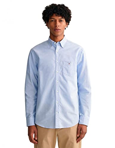 GANT Herren The Oxford Shirt Reg Bd Freizeithemd, Blau (Capri Blue 468), Medium (Herstellergröße: M) von GANT