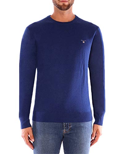 GANT Herren Superfine Lambswool Crew Pullover, College Blue, M von GANT