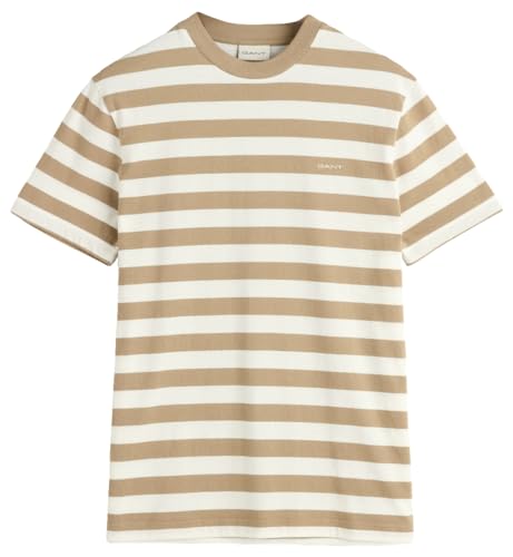 GANT Herren Stripe SS T-Shirt, Dried Khaki, 56 von GANT