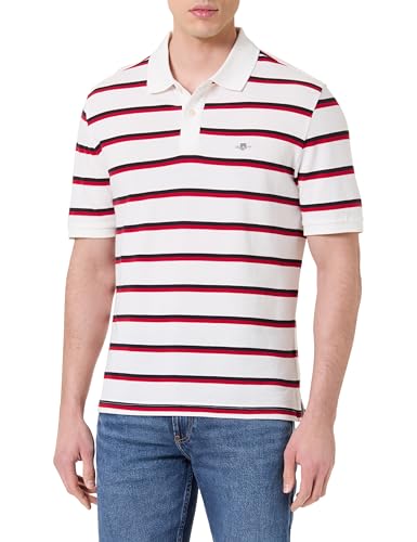 GANT Herren Striped SS Polo Polohemd, Eggshell, XXL von GANT