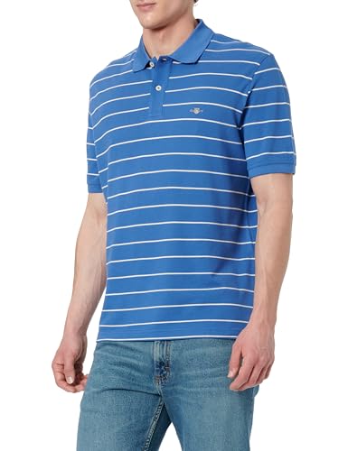 GANT Herren Striped SS Polo Polohemd, Rich Blue, XXL von GANT