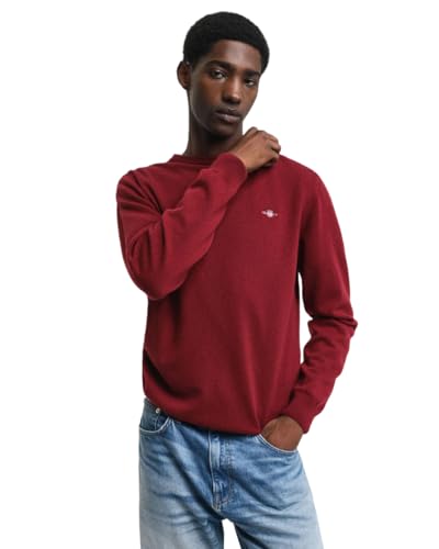 GANT Herren Superfine Lambswool C-Neck Pullover, PLUMPED RED, L von GANT