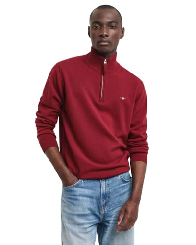 GANT Herren Superfine Lambswool Half Zip Pullover, PLUMPED RED, Large von GANT