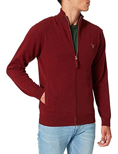 GANT Herren Superfine Lambswool Zip CARDIGA Strickjacke, RED Shadow, M von GANT