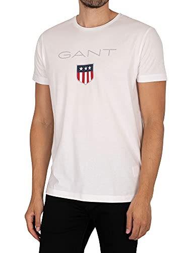 GANT Herren T-shirt SHIELD SS T SHIRT, Weiß, XXL EU von GANT