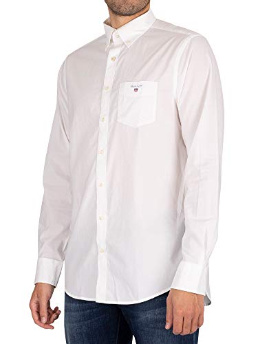 GANT Herren The Broadcloth Reg Bd Freizeithemd, Weiß (White 110), Large (Herstellergröße: L) von GANT
