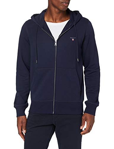 GANT Herren Den originale hættetrøje med lynlås Kapuzenpullover, Blau (Evening Blue 433), S EU von GANT