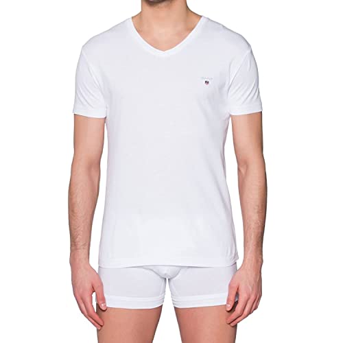 GANT Herren ORIGINAL Slim V-Neck T-Shirt, Weiß (White 110), XX-Large von GANT