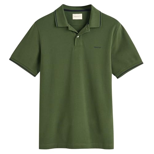 GANT Herren Tipping SS Pique Rugger, Pine Green, XL von GANT