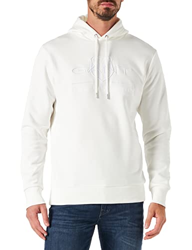 GANT Herren REG Tonal Shield Hoodie Kapuzenpullover, Eggshell, 3XL von GANT