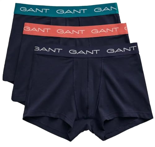 GANT Herren Trunk 3-Pack Boxershorts, Evening Blue, XL von GANT