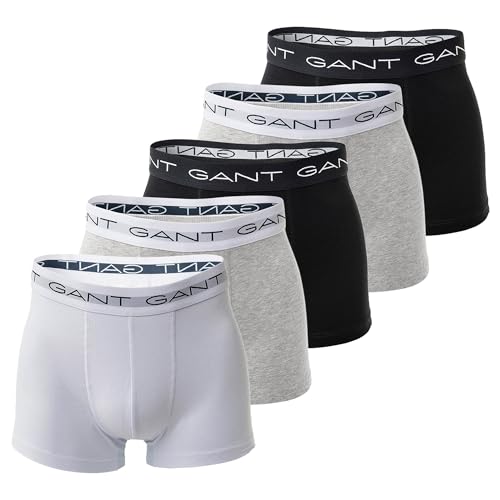 GANT Herren Trunk 5-Pack Boxershorts, Light Grey Melange, L von GANT