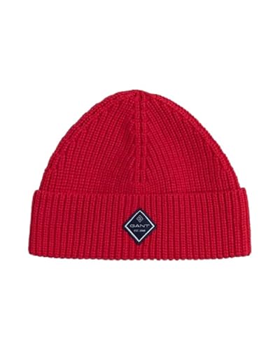 GANT Herren Unisex. Cotton Rib Knit Hat Beanie M tze, RUBY RED, Einheitsgröße EU von GANT