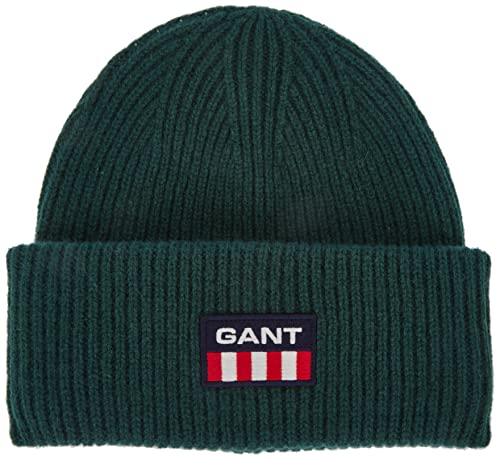 GANT Herren Unisex. Gant Retro Logo Beanie M tze, STORM GREEN, Einheitsgröße EU von GANT