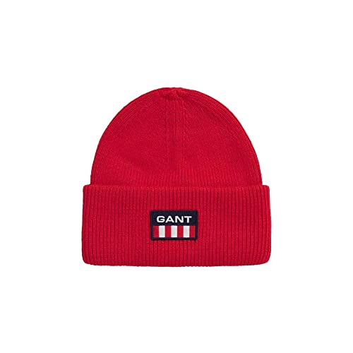 GANT Herren Unisex. Retro Shield Beanie M tze, RUBY RED, Einheitsgröße EU von GANT