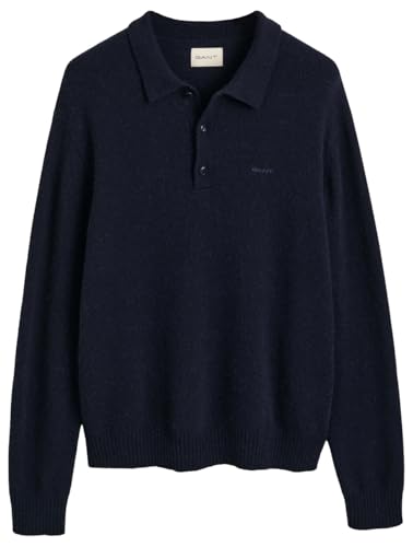 GANT Herren Wool Blend Polo Pullover, Evening Blue, X-Large von GANT
