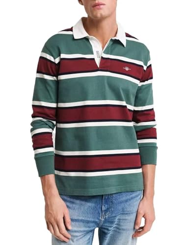 GANT Herren Yarn Dyed Striped Heavy Rugger Polohemd, Woody Green, S von GANT