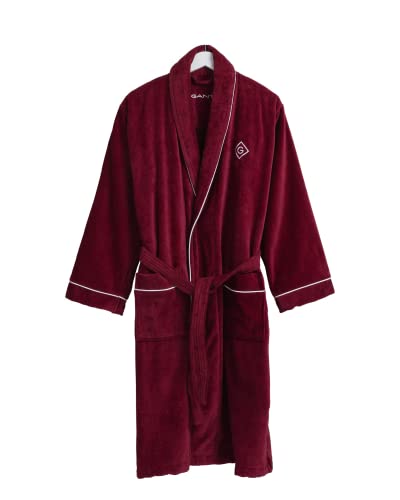 GANT Icon G Bademantel Farbe CABERNET RED Größe L Einfarbig Uni von GANT