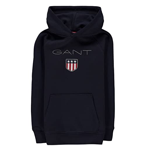 GANT Jungen D1. Shield Logo Sweat Hoodie Sportkapuzenpullover, Blau (Evening Blue 433), 7-8 Jahre EU von GANT