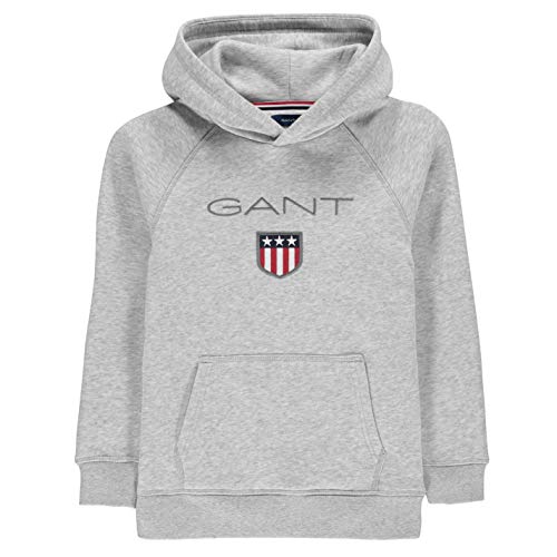 GANT Jungen Shield Hoodie Sportkapuzenpullover, Light Grey Melange, 158/164 von GANT