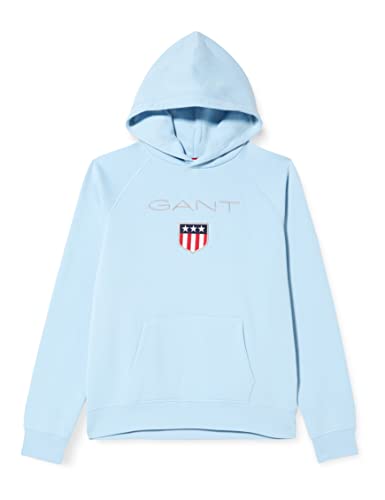 GANT Jungen Shield Hoodie Logo Kapuzenpullover, Capri Blue, 122-128 von GANT