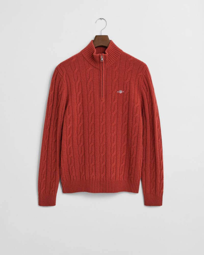 GANT - Lambswool Zopfstrick Troyer modern rust - Gr. - M von GANT