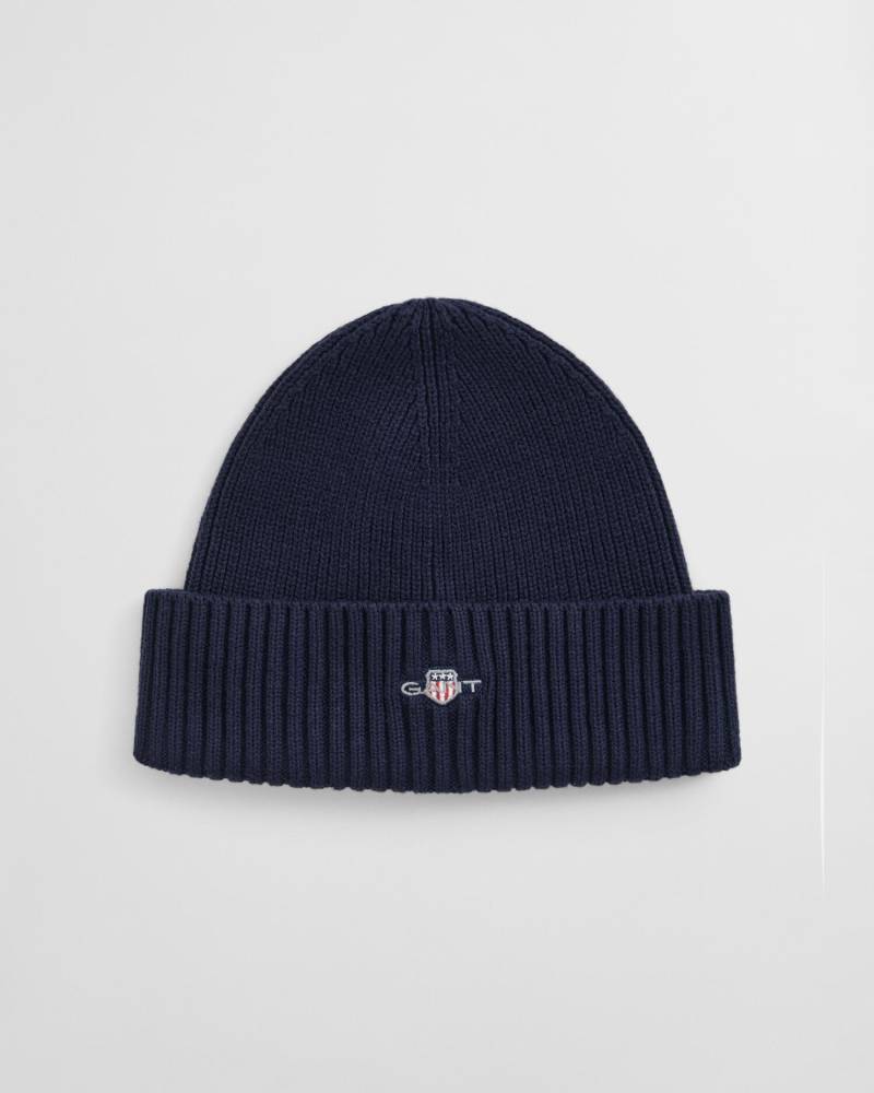 GANT - Logo-Beanie aus Baumwollmix marine - Gr. - OS von GANT