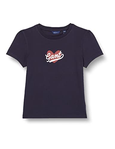 GANT Mädchen D1. Heart Script SS T-Shirt, Evening Blue, 92 von GANT