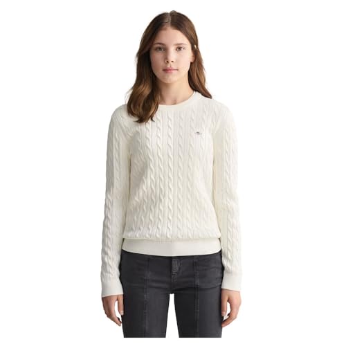 GANT Mädchen Shield Cotton Cable C-Neck Pullover, Eggshell, 134-140 EU von GANT
