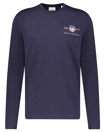 GANT Herren Reg Medium Archive Shield Ls T-Shirt, Evening Blue, L EU von GANT