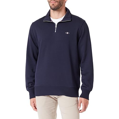 GANT Herren REG Shield Half Zip Sweat Sweatshirt, Stormy SEA, L von GANT