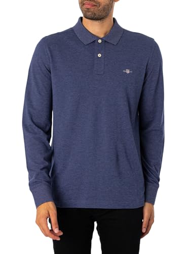 Gant Herren Reg Shield Pique Rugger Polohemd, Dark Jeansblue Melange, XXL EU von GANT