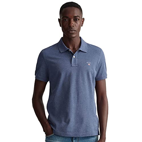 GANT Herren Reg Shield Pique Polohemd, Dark Jeansblue Melange, M EU von GANT