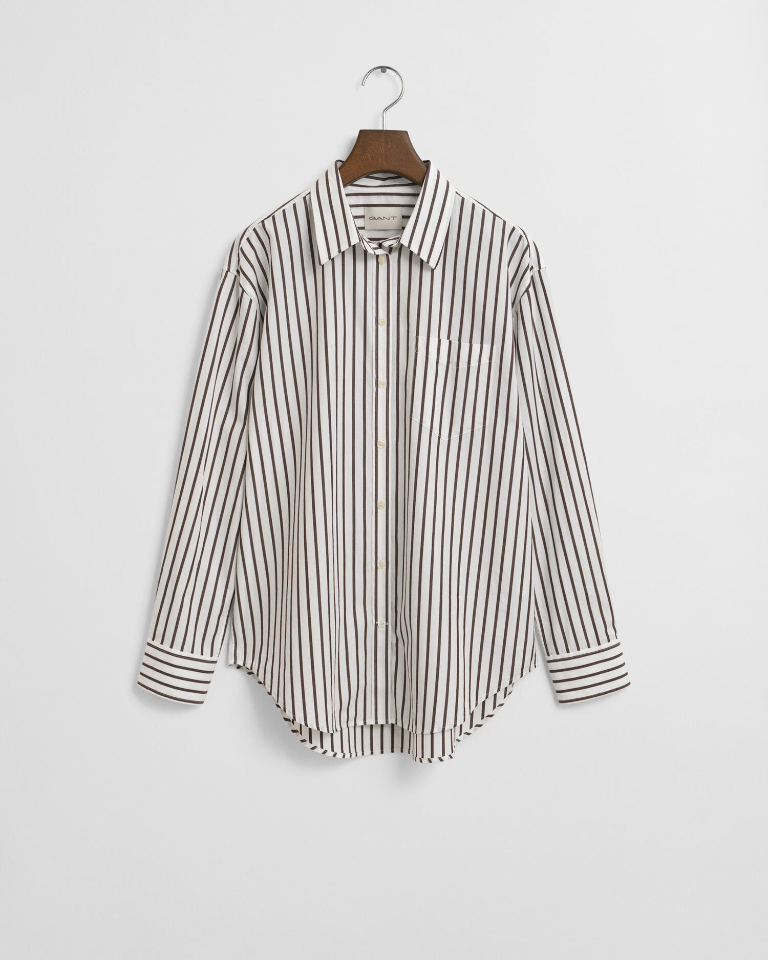 GANT - Regular Fit Classic Popeline Bluse mit Streifen deep brown - Gr. - 40 von GANT