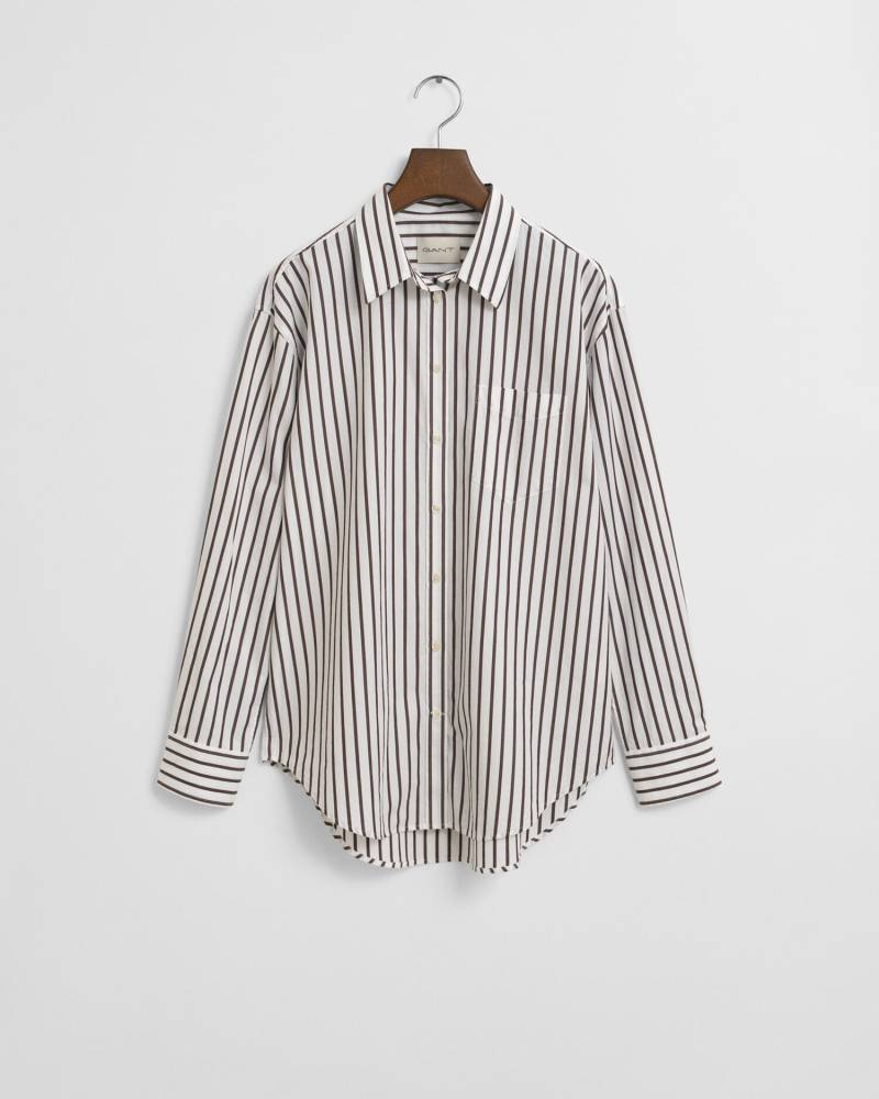 GANT - Regular Fit Classic Popeline Bluse mit Streifen deep brown - Gr. - 44 von GANT
