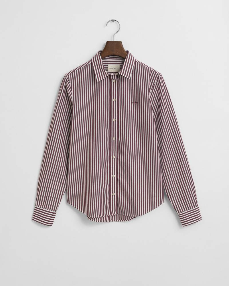 GANT - Regular Fit Classic Popeline Bluse mit Streifen plum wine - Gr. - 36 von GANT