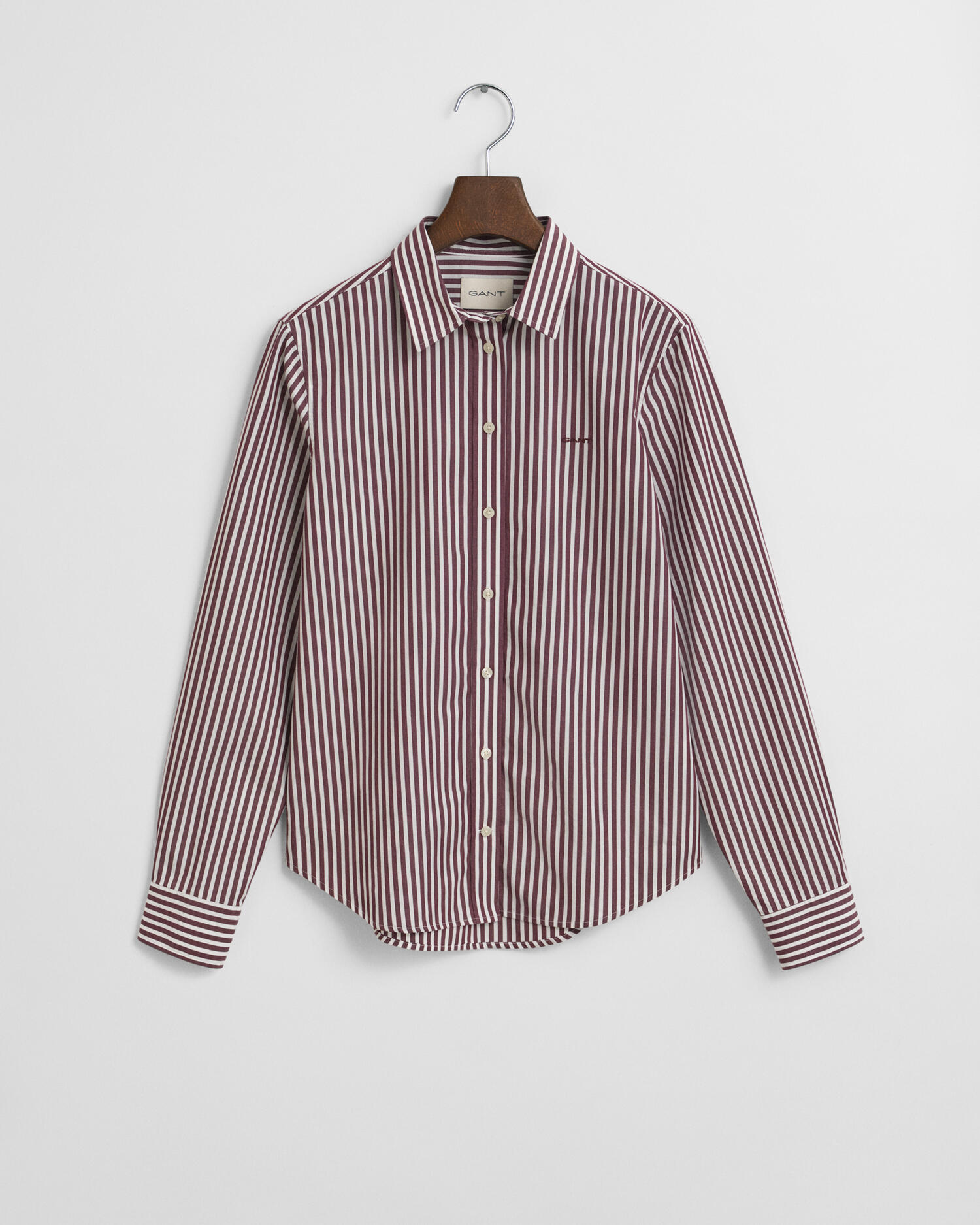 GANT - Regular Fit Classic Popeline Bluse mit Streifen plum wine - Gr. - 42 von GANT