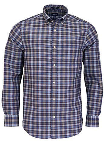 GANT Regular Fit Hemd Langarm Button Down Kragen Karo blau Größe XL von GANT